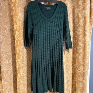 NWT Jessica Howard Hunter Green Cable Knit Midi Sweater Dress 2x 18W 20w
